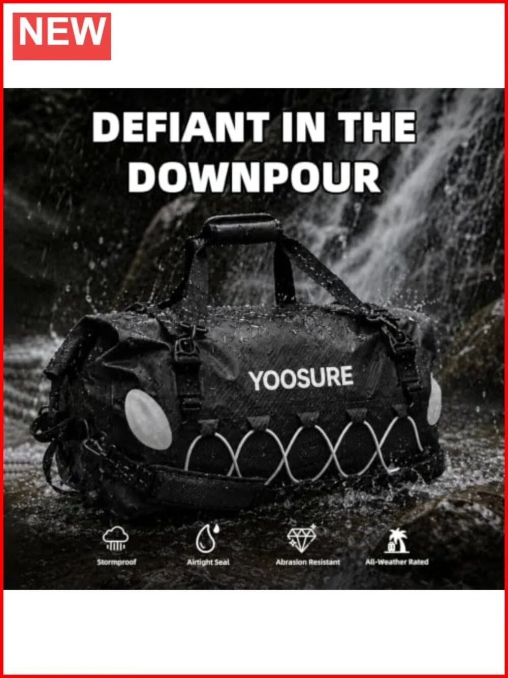 60L Waterproof Dual-Opening Duffel Dry Bag with RollTop & Zippered Access,
